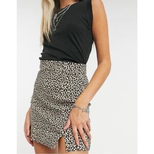 Topshop Women's Bengaline Mini Skirt in Tan Leopard Print Brown Size: 8 NWT